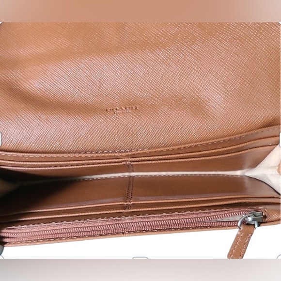 Coach Park Leather Turnlock pebbled leather Slim Envelope Wallet light brown EUC - Picture 7 of 9